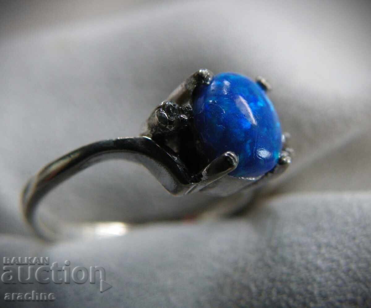 Ασημένιο δαχτυλίδι αντίκα με φυσικό οπάλιο - 7 Ασημένιο δαχτυλίδι αντίκα με φυσικό οπάλιο - 7