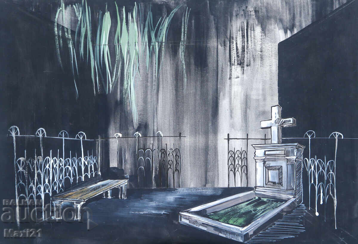 Картина гваш сценография декор