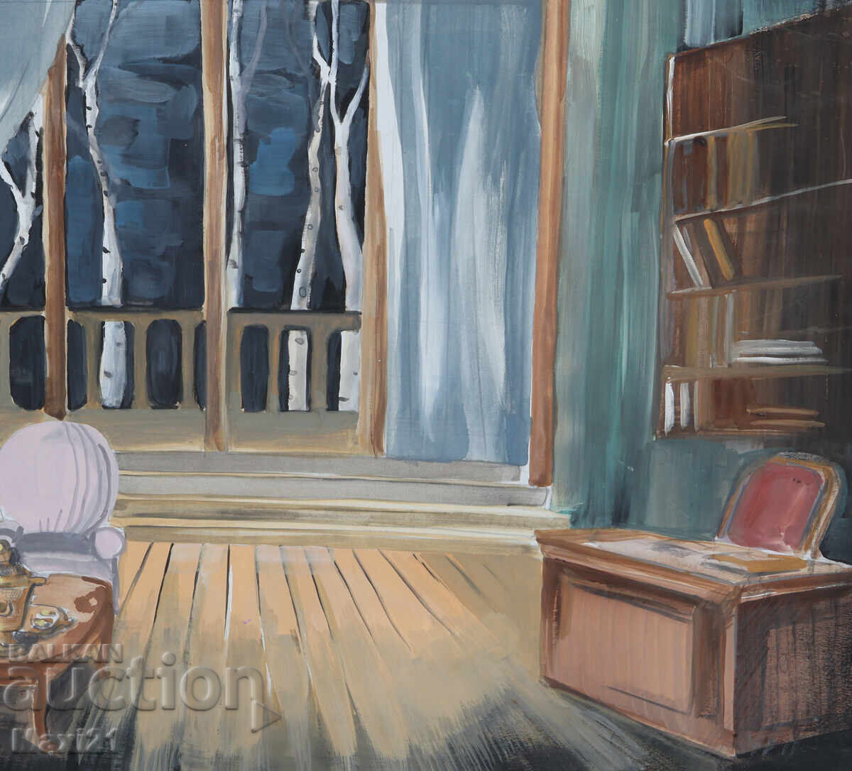 Παράδοση Έργο γκουάς σκηνικού ντεκόρ