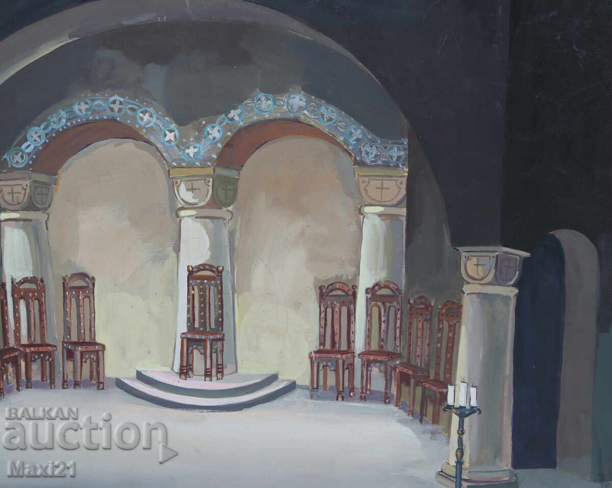 Delivery of Gouache painting of a stage interior