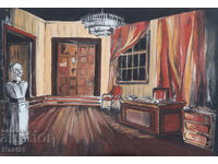 Gouache painting, scenography, interior