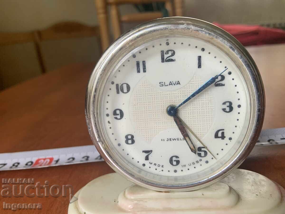 Mechanical Desk Clock "Slava" - USSR