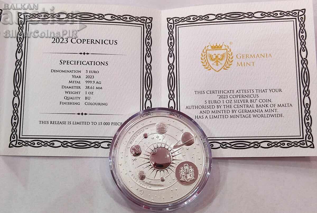 Auction Silver 1 oz Nicolaus Copernicus 2023 Malta Germania Mint Auction Silver 1 oz Nicolaus Copernicus 2023 Malta Germania Mint