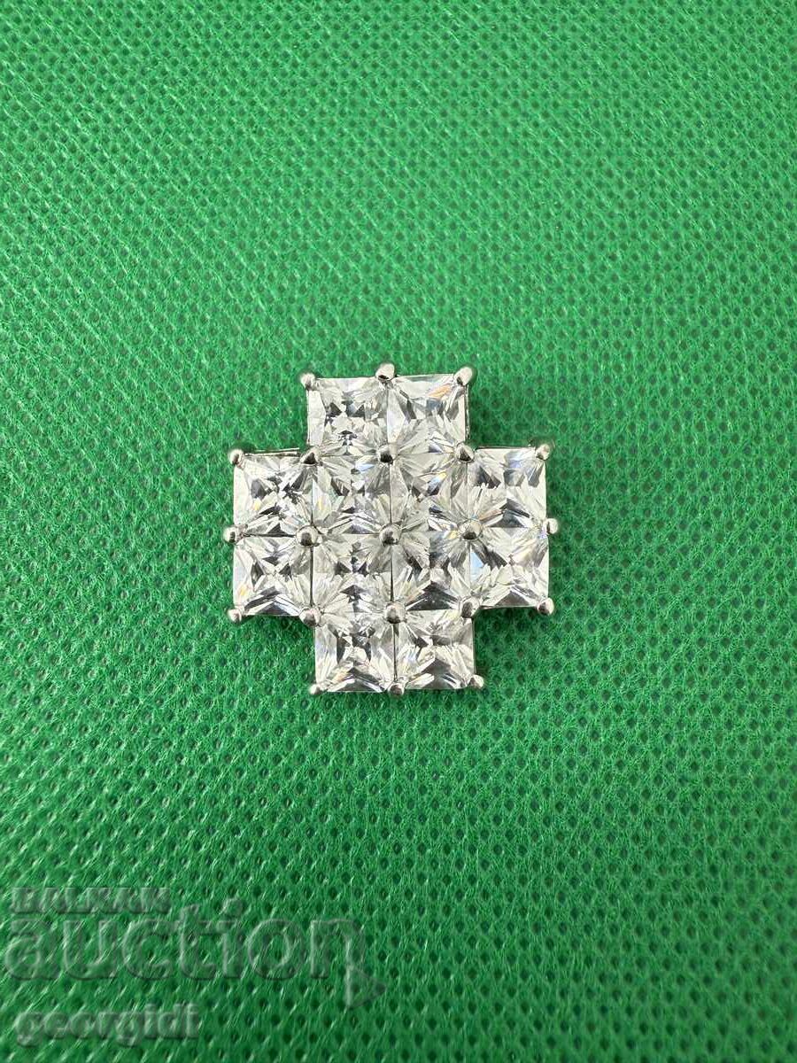 Massive silver cross with stones. No. 7498 Massive silver cross with stones. No. 7498