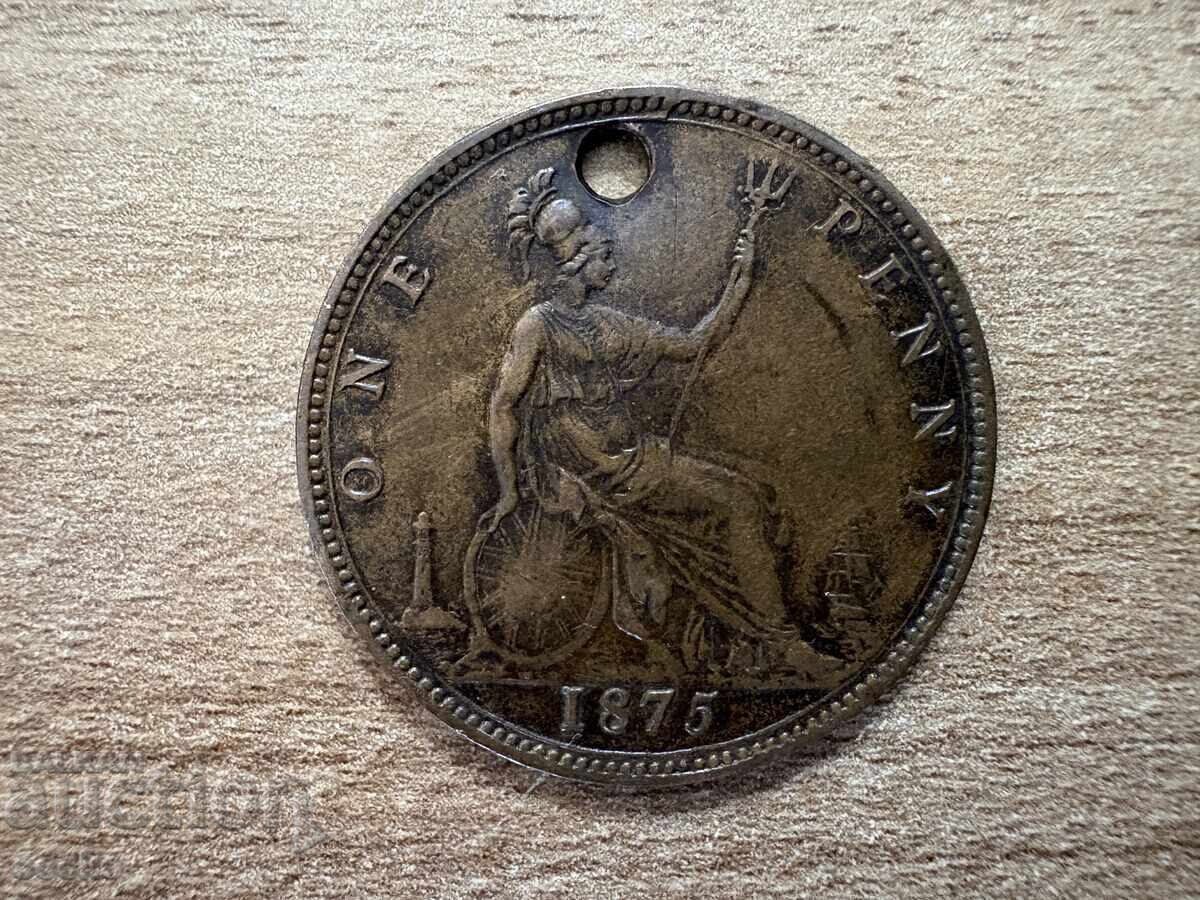 Ηνωμένο Βασίλειο - 1 πένι (1875) - με τρύπα Ηνωμένο Βασίλειο - 1 πένι (1875) - με τρύπα