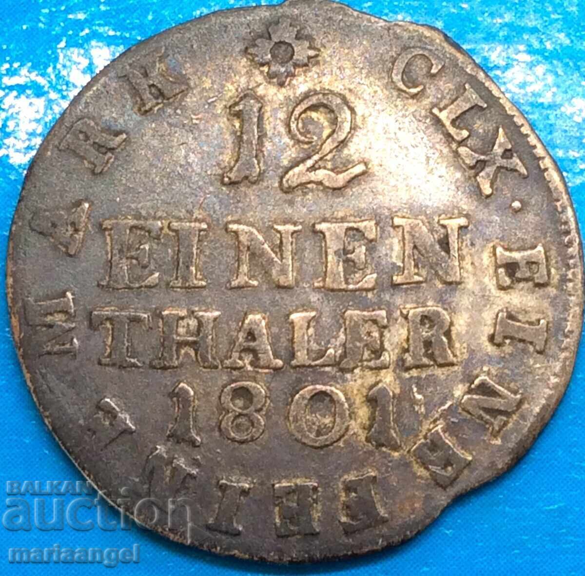 Auction  Saxony 1/12 thaler 1801 Friedrich August silver - quite rare