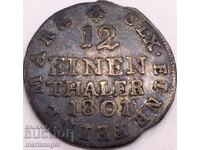 Saxony 1/12 thaler 1801 Friedrich August silver - quite rare
