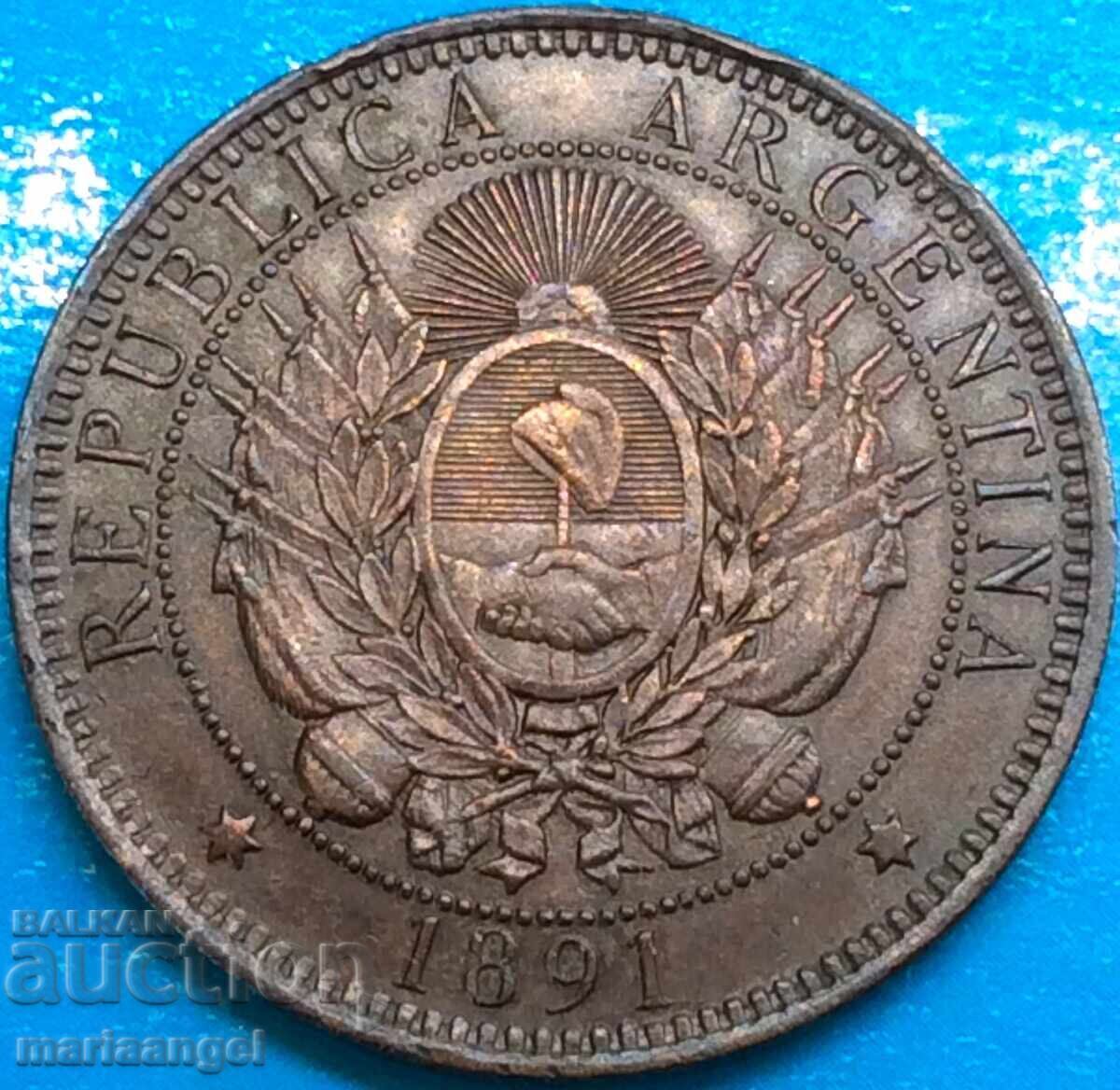 Аржентина 2 центавос 1891 30мм медна - отлична! - 6 Аржентина 2 центавос 1891 30мм медна - отлична! - 6