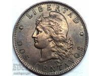 Argentina 2 Centavos 1891 30mm Copper - Excellent!