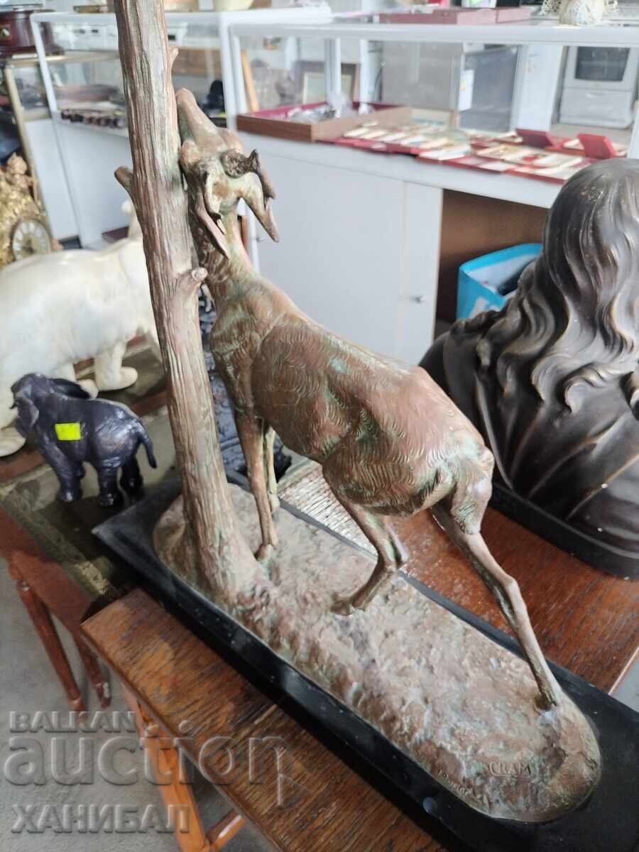 Delivery of LARGE FIGURE OF A DEER WITH MARBLE PEDESTAL