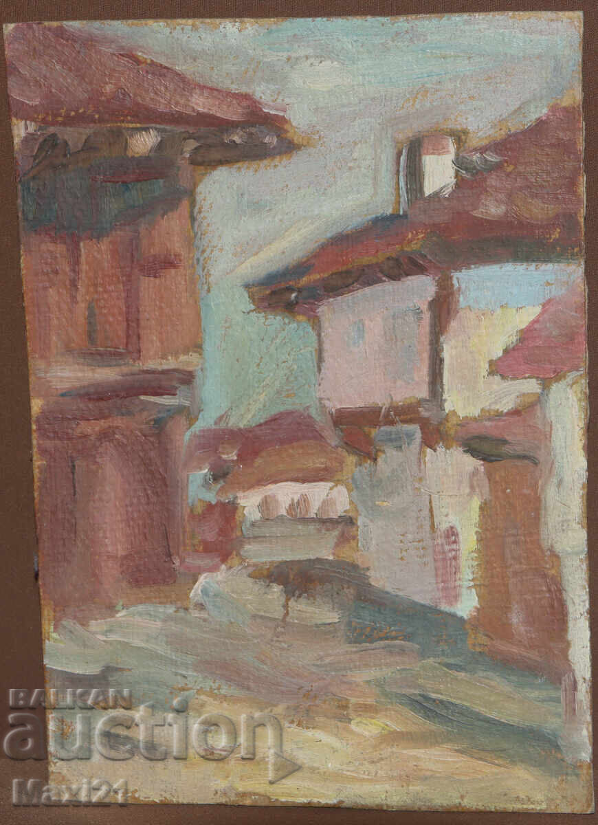 Landscape from the village, old painting, oil paints with price 200.00 BGN | € 102.26