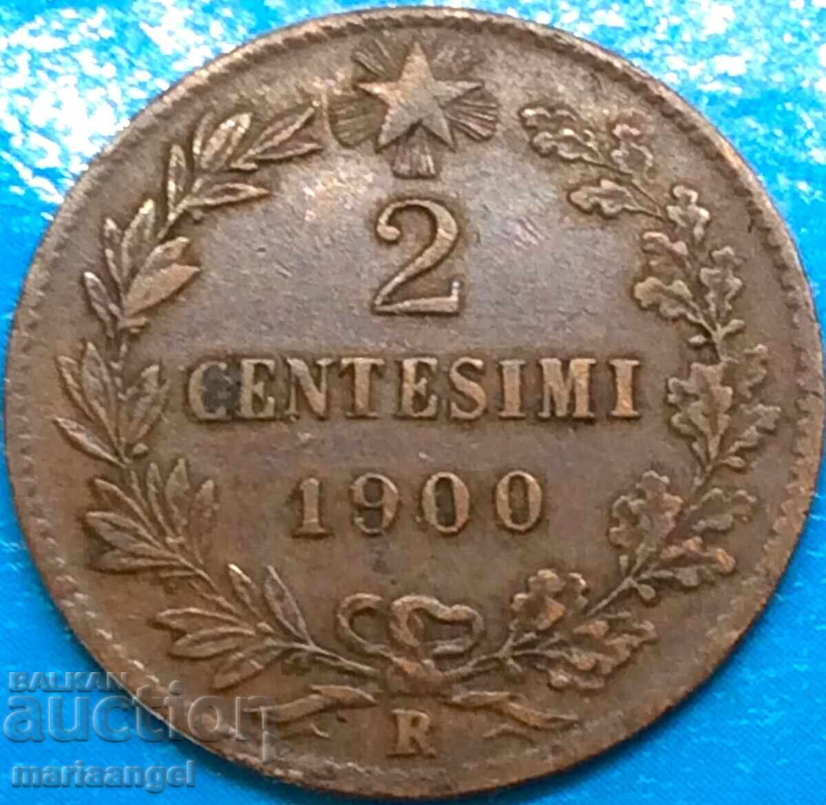 Италия 2 чентесими 1900 Умберто 3 - нечеста - 6 Италия 2 чентесими 1900 Умберто 3 - нечеста - 6
