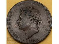 1/2 Penny 1827 Marea Britanie Nova Scoția George