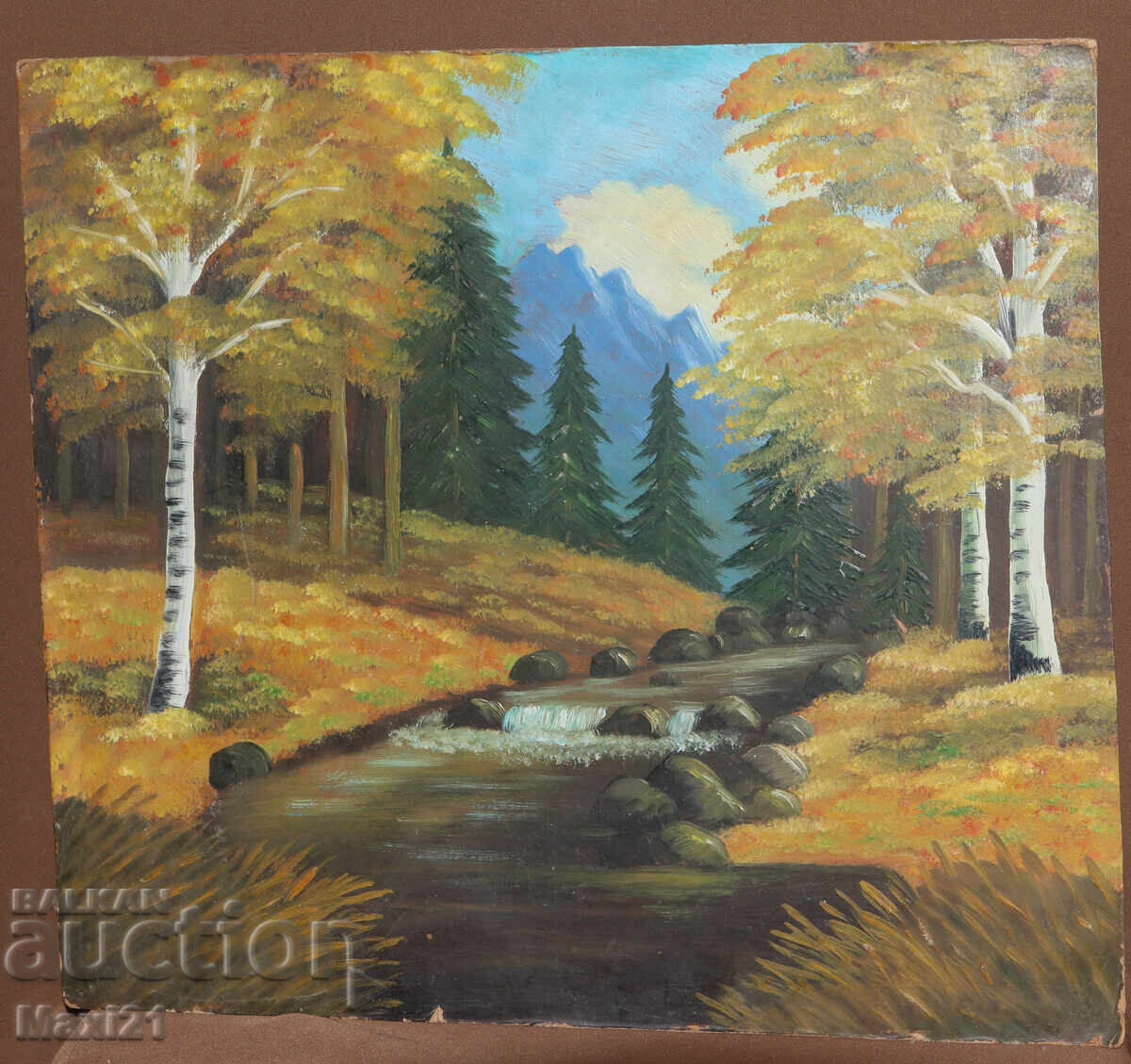 Autumn landscape old painting oil paints with price 260.00 BGN | € 132.94