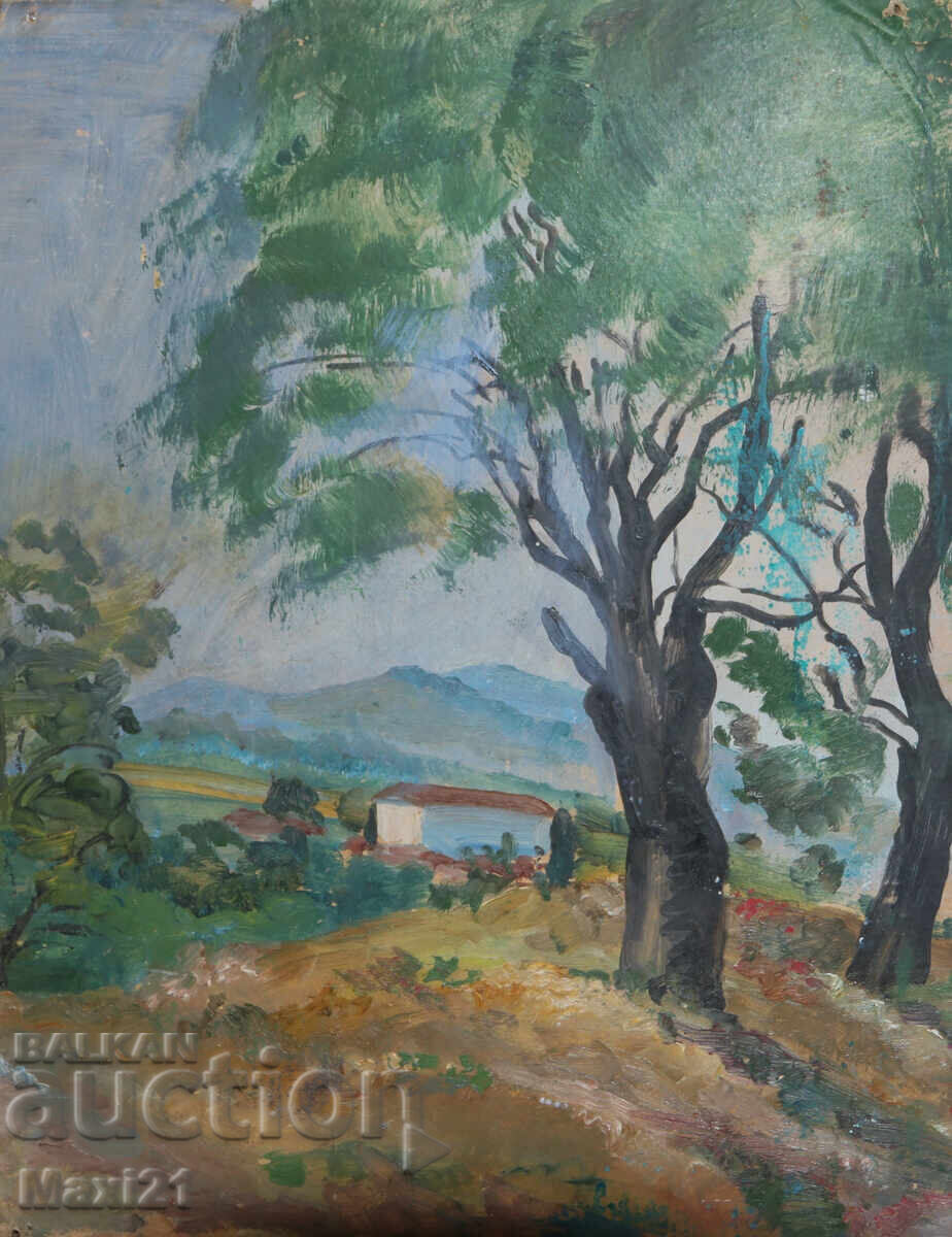 Landscape old oil painting