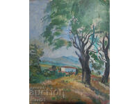 Pictură veche peisaj în ulei