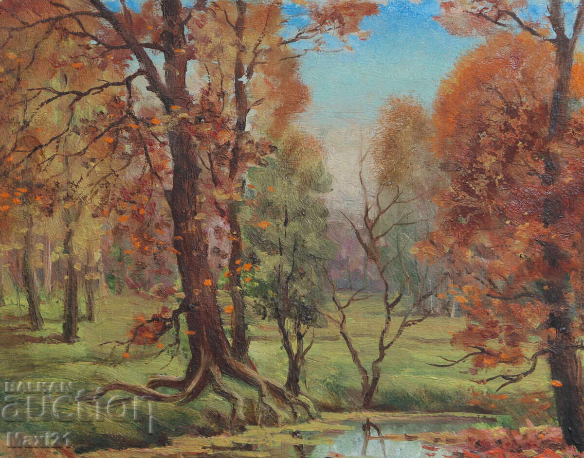 Delivery of Autumn landscape old painting oil paints Delivery of Autumn landscape old painting oil paints