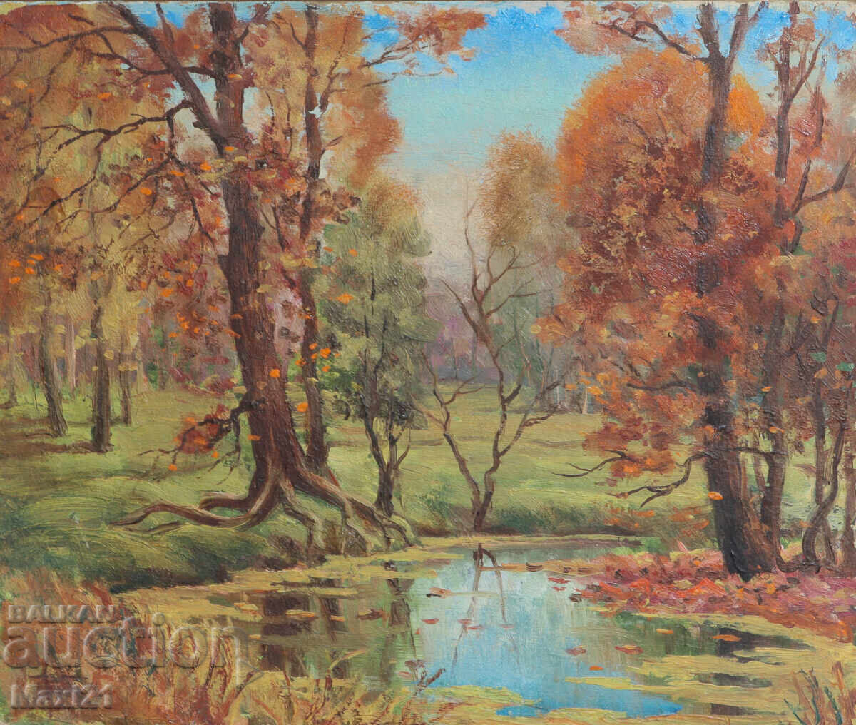 Autumn landscape old painting oil paints Autumn landscape old painting oil paints