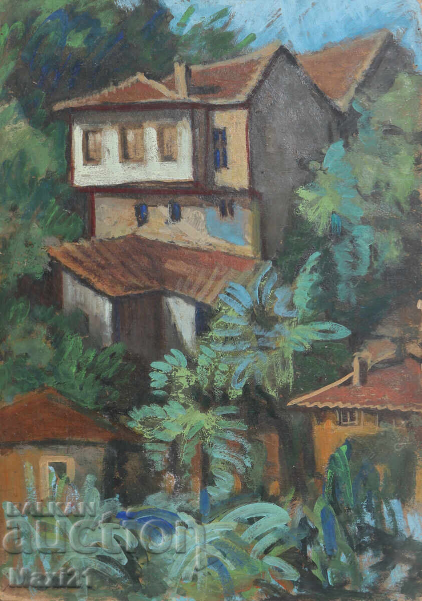 Τοπίο σπίτια παλιά ζωγραφική ελαιογραφία με τιμή 220.00 BGN | € 112.48 Τοπίο σπίτια παλιά ζωγραφική ελαιογραφία με τιμή 220.00 BGN | € 112.48