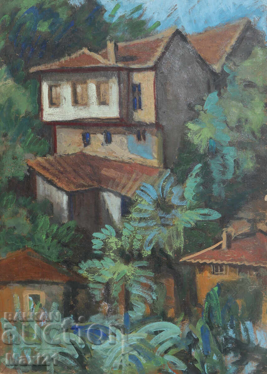 Τοπίο σπίτια παλιά ζωγραφική ελαιογραφία Τοπίο σπίτια παλιά ζωγραφική ελαιογραφία