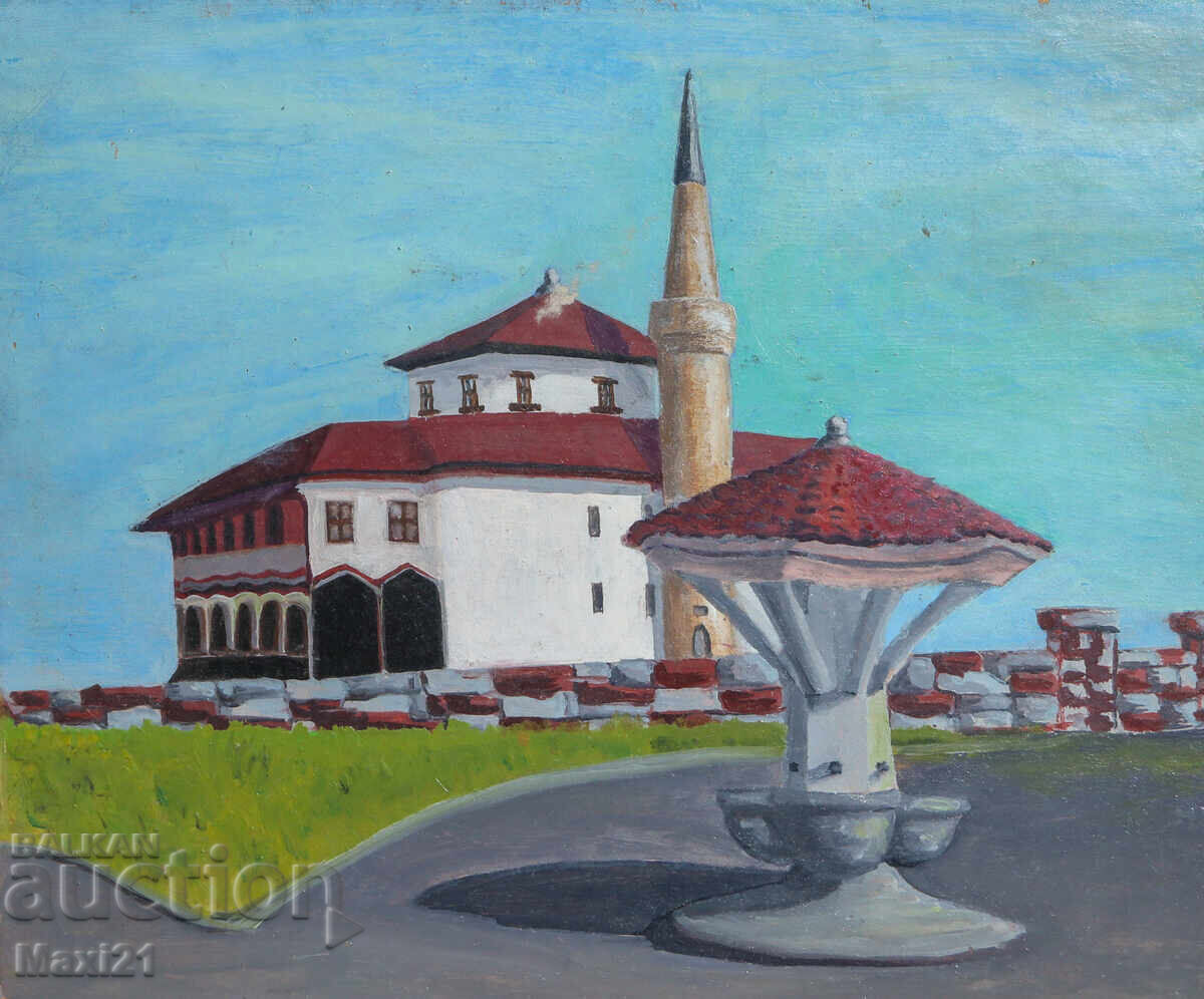 Cityscape mosque old painting oil paints with price 200.00 BGN | € 102.26