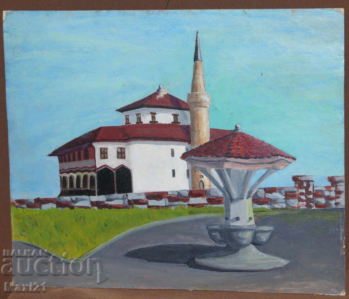 Auction  Cityscape mosque old painting oil paints