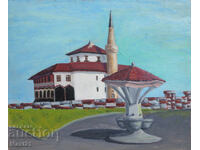 Peisaj urban moschee tablou vechi ulei