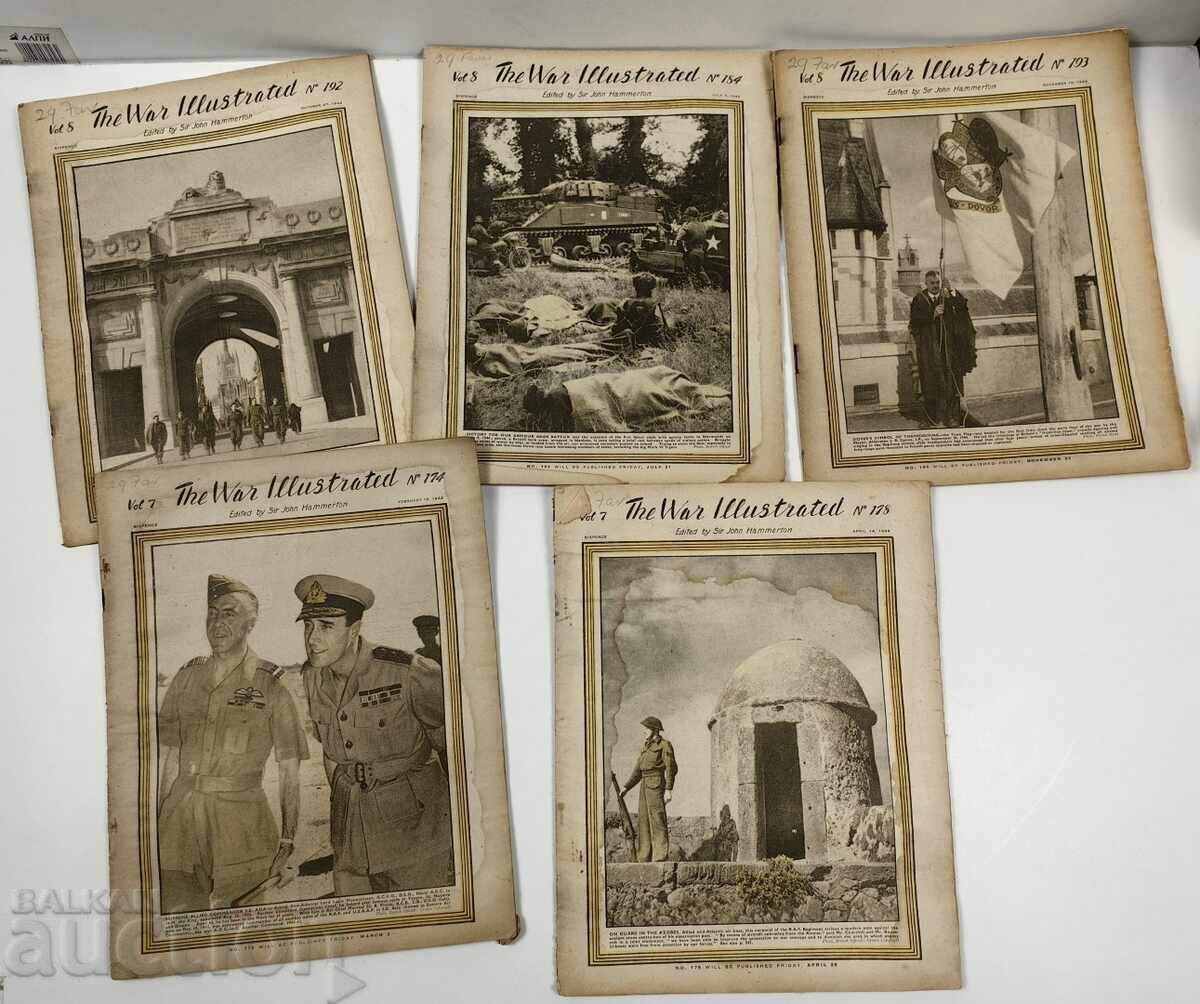 1944 LOT 5 ENGLISH NEWSPAPERS WORLD WAR II WWII