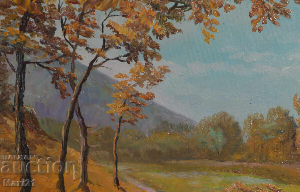 Livrarea Peisaj de pădure de toamnă, pictură veche, ulei Livrarea Peisaj de pădure de toamnă, pictură veche, ulei