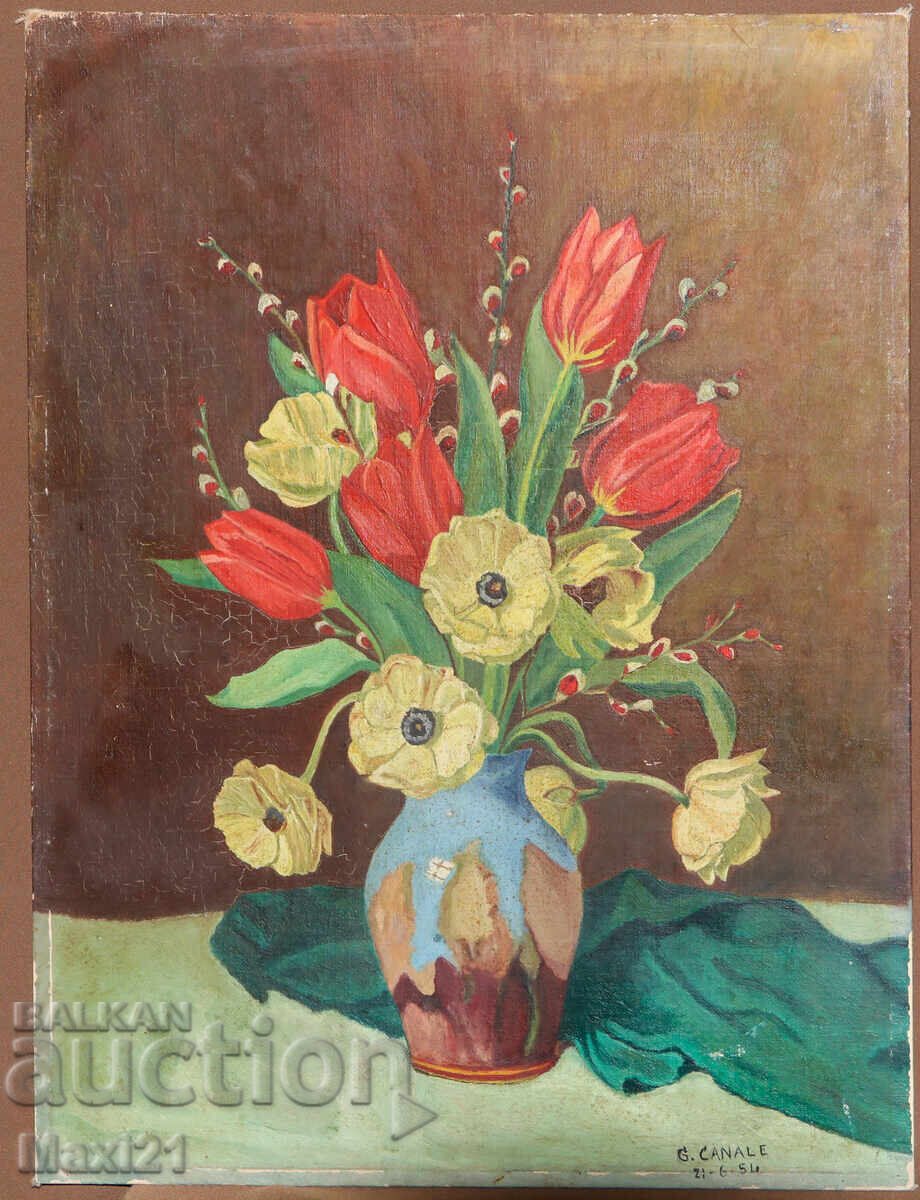 Still life old painting oil paints, signed with price 280.00 BGN | € 143.16