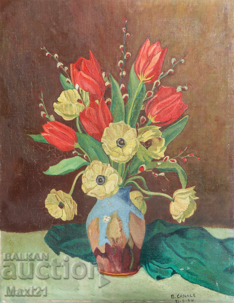 Auction  Still life old painting oil paints, signed