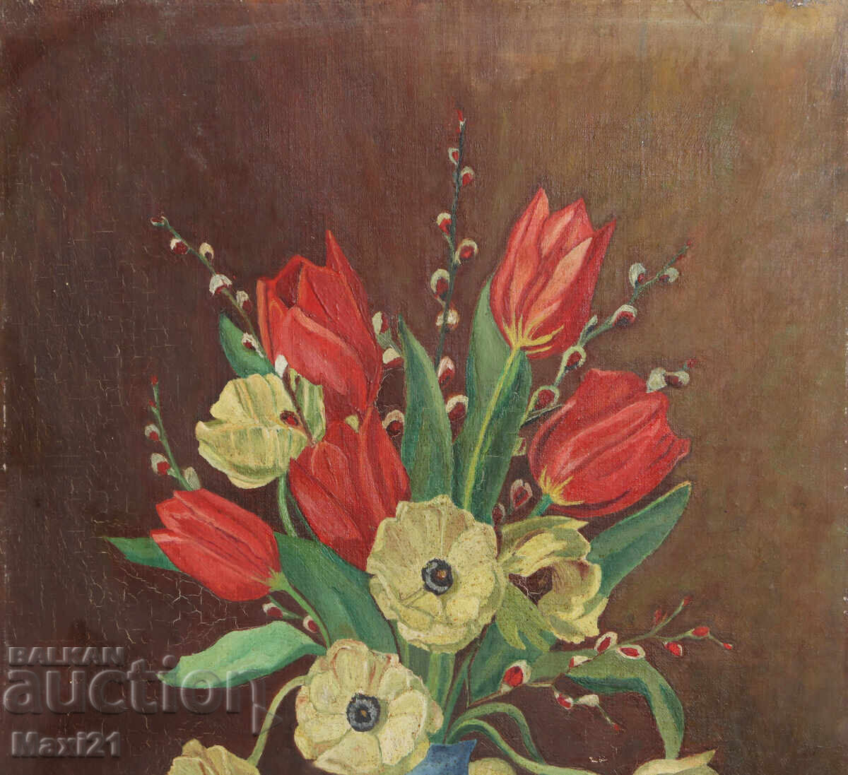 Delivery of Still life old painting oil paints, signed