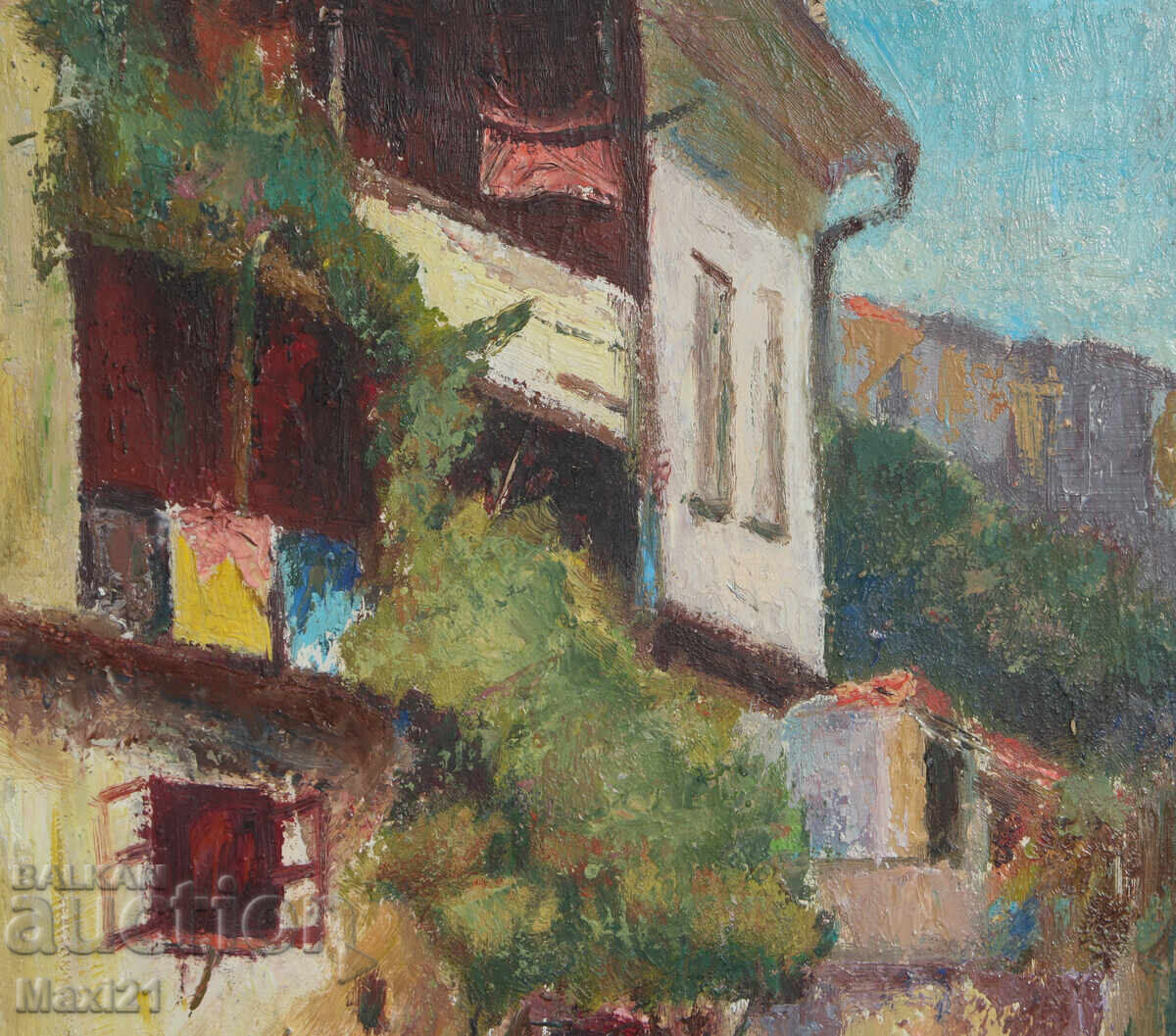 Delivery of Landscape village house old painting oil paints