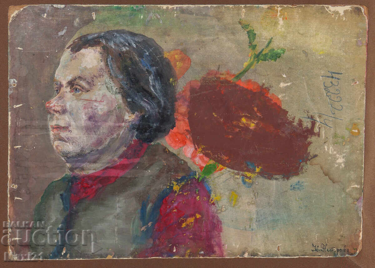 Landscape village house old painting oil paints - 6