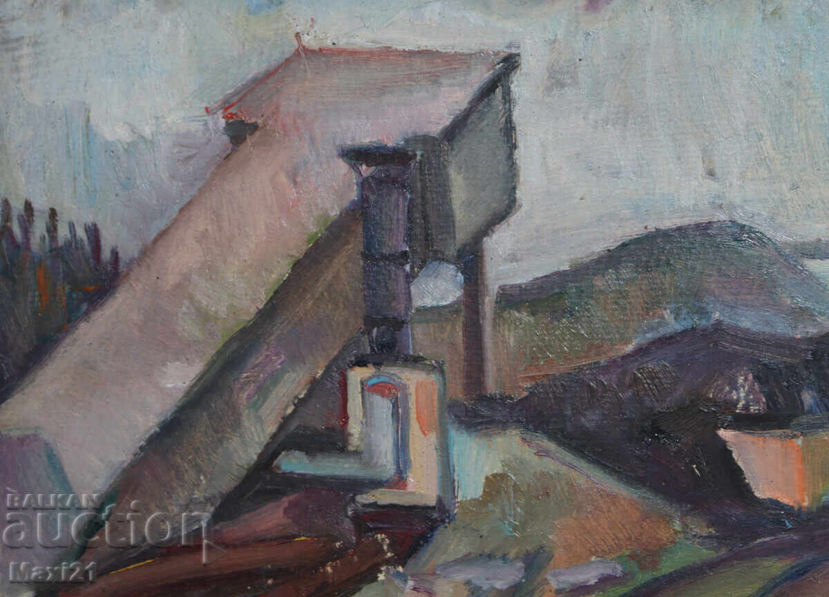 Доставка на Индустриален пейзаж стара картина маслени бои