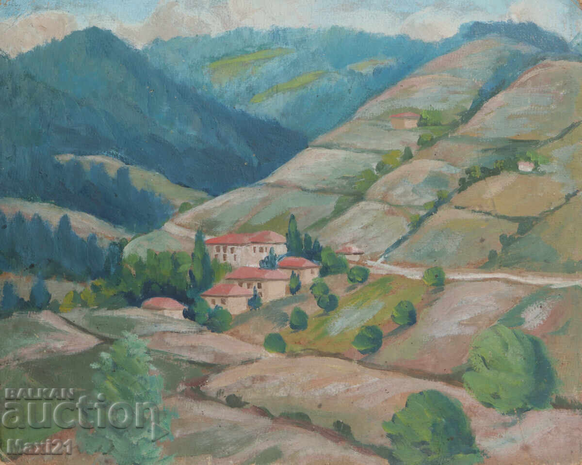 Δημοπρασία Ορεινό τοπίο παλιά ελαιογραφία