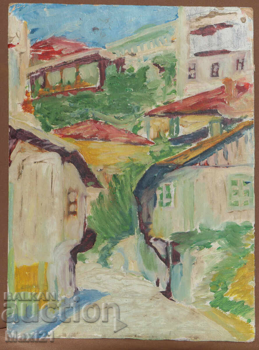 Градски пейзаж стара картина маслени бои с цена 250.00 лв. | € 127.82