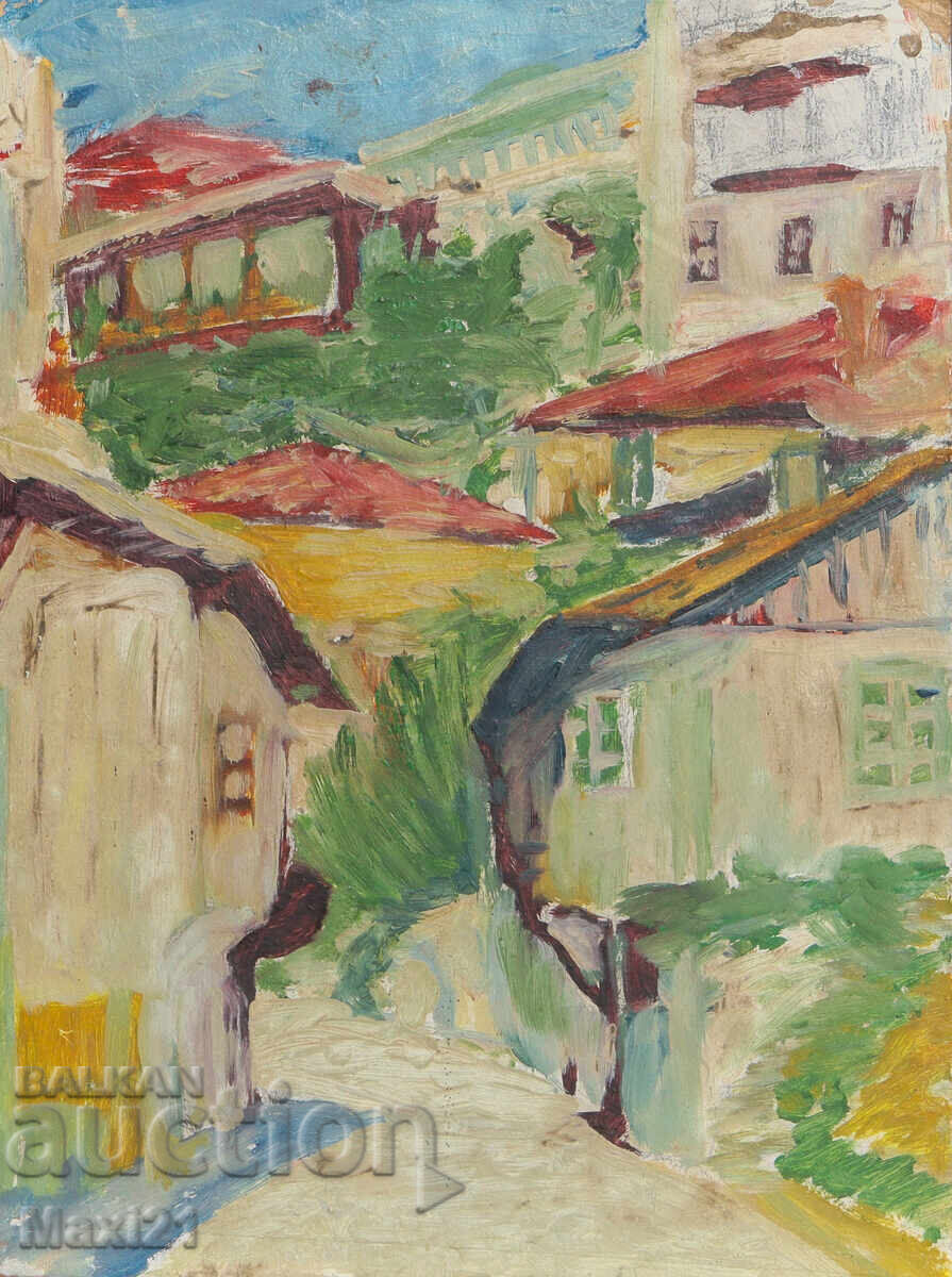 Аукцион Градски пейзаж стара картина маслени бои