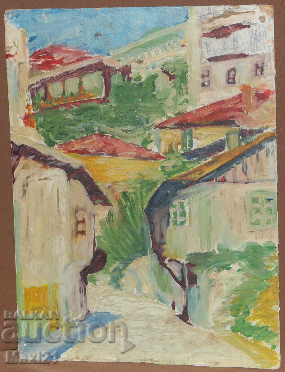 Доставка на Градски пейзаж стара картина маслени бои