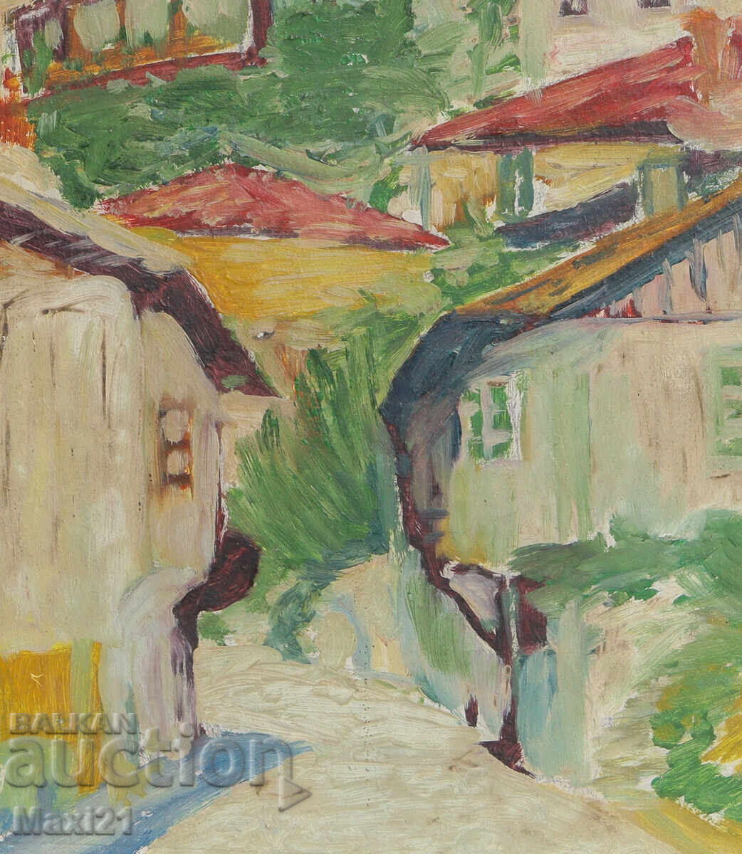 Градски пейзаж стара картина маслени бои - 5