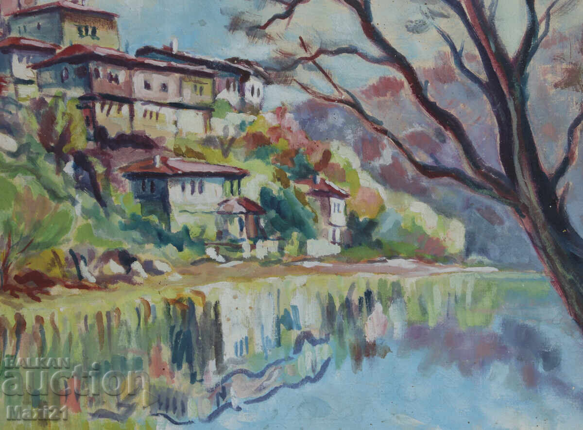 Beautiful urban landscape old painting oil paints - 5