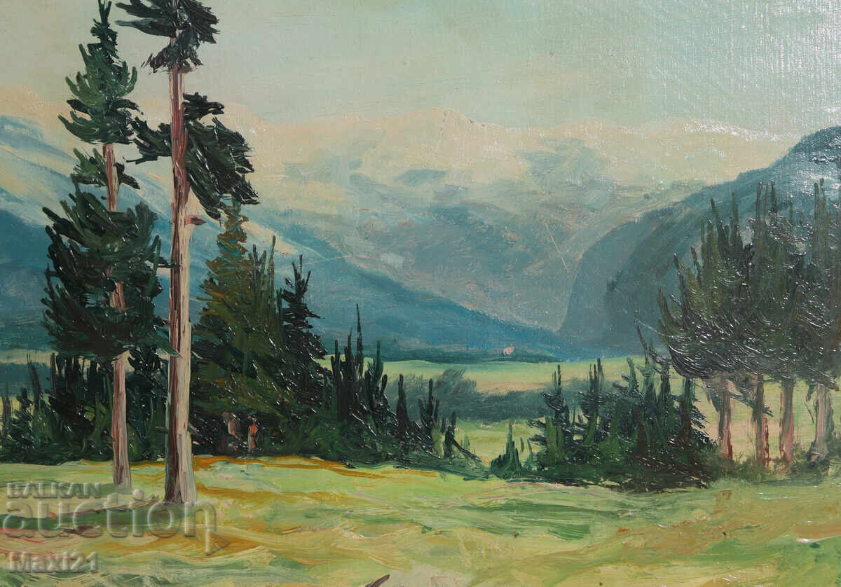 Τοπίο φύσης παλιά ελαιογραφία - 5