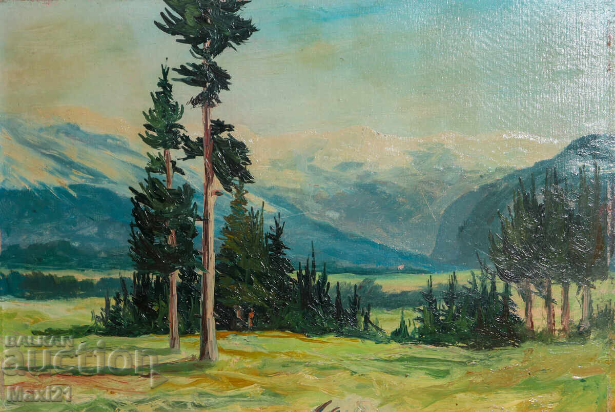 Τοπίο φύσης παλιά ελαιογραφία