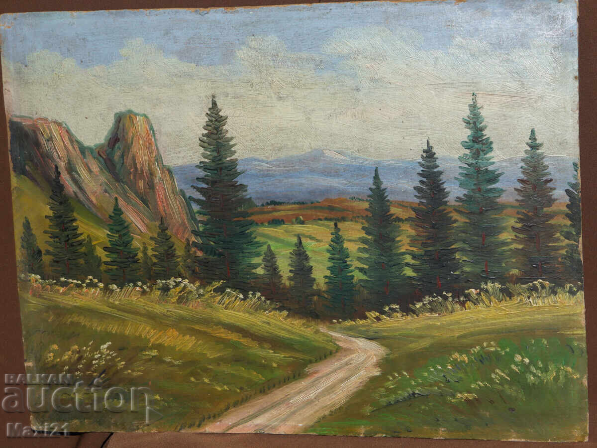 Landscape mountain path old painting oil paints with price 240.00 BGN | € 122.71 Landscape mountain path old painting oil paints with price 240.00 BGN | € 122.71