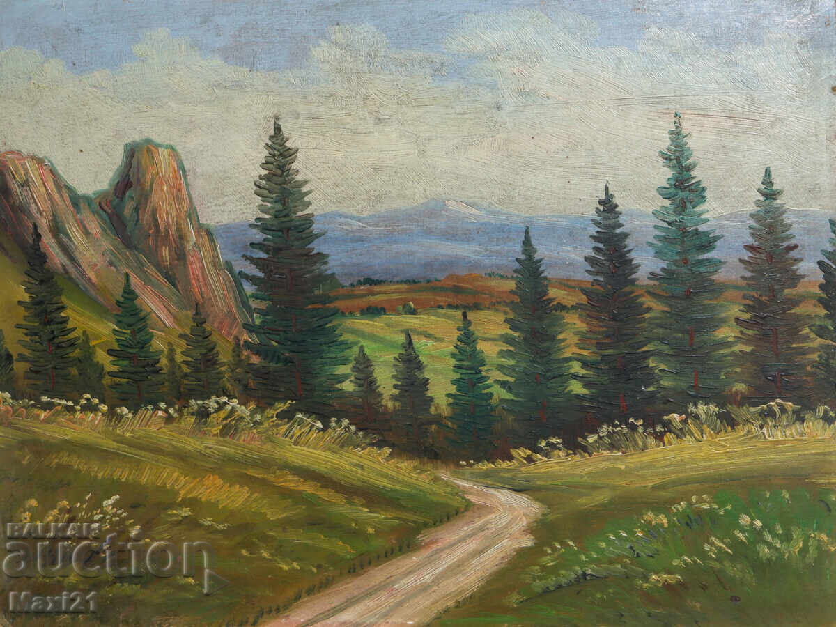 Auction Landscape mountain path old painting oil paints Auction Landscape mountain path old painting oil paints