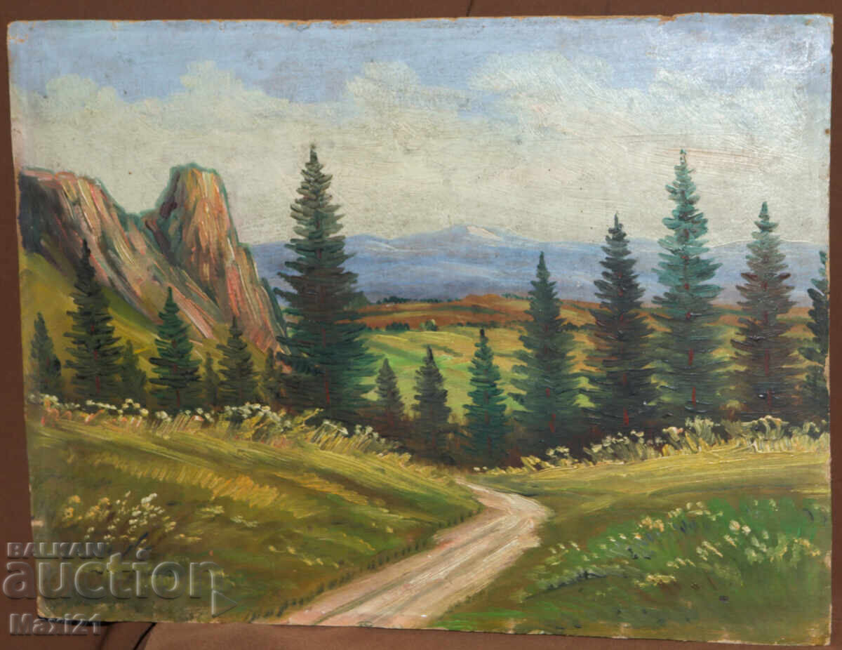 Delivery of Landscape mountain path old painting oil paints Delivery of Landscape mountain path old painting oil paints