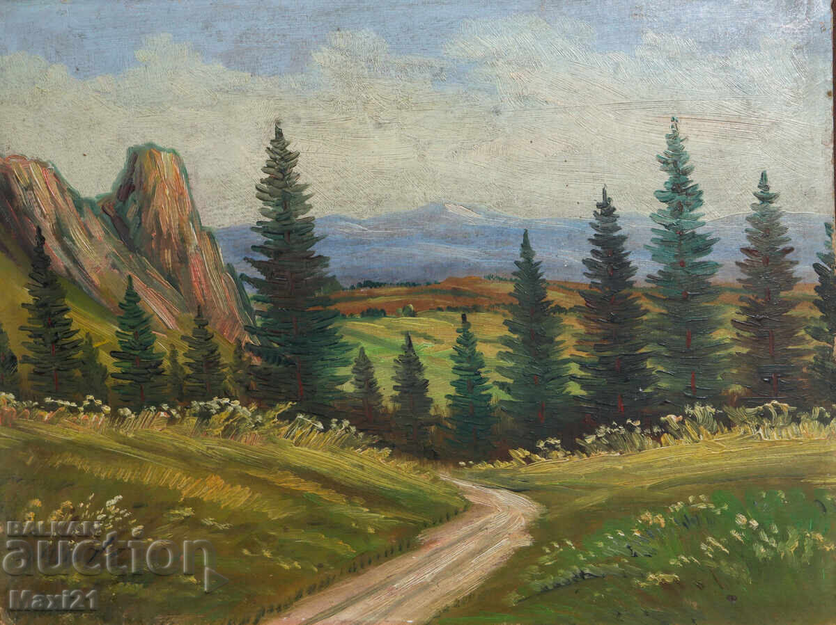 Landscape mountain path old painting oil paints Landscape mountain path old painting oil paints