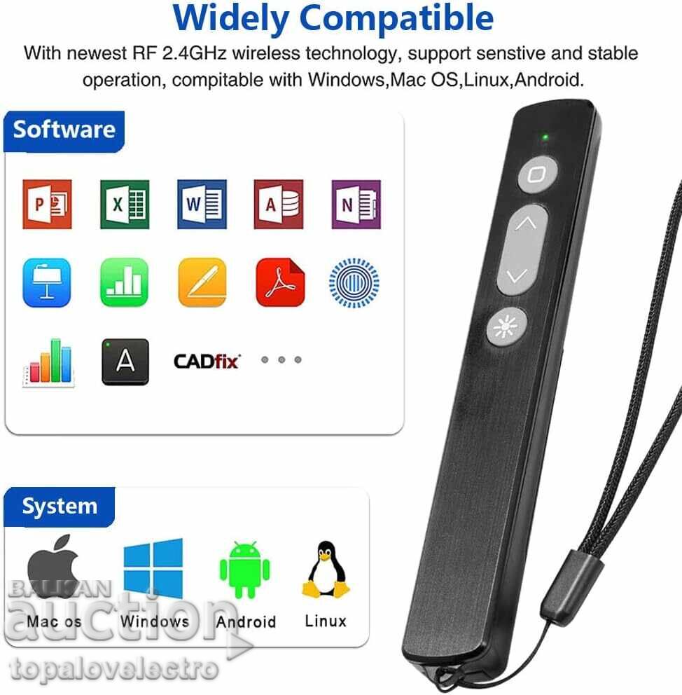 Delivery of NEW! Wireless presenter with laser pointer, 100 m range