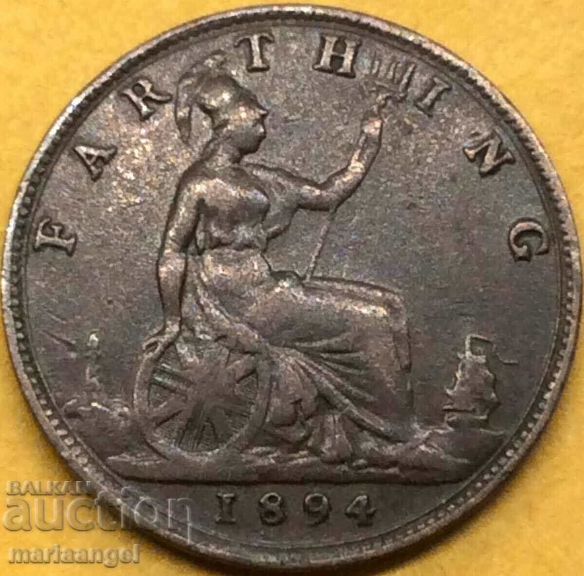 Livrarea Marea Britanie 1 farthing 1894 Victoria bronz - rară Livrarea Marea Britanie 1 farthing 1894 Victoria bronz - rară