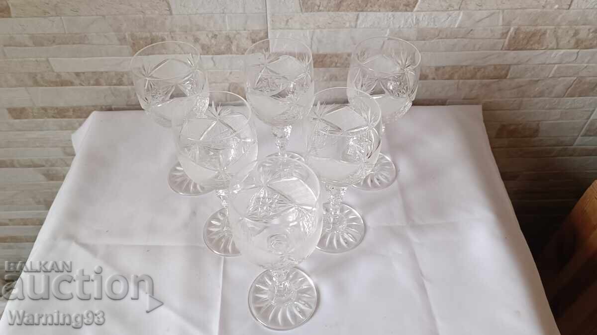 Licitație Set de pahare pentru vin alb - cristal de plumb - 6 bucăți - fabrica Kvarț